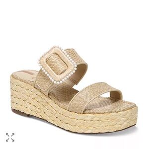 Sam Edelman Chase Bead Embellished Buckle Espadrille Platform Sandals
